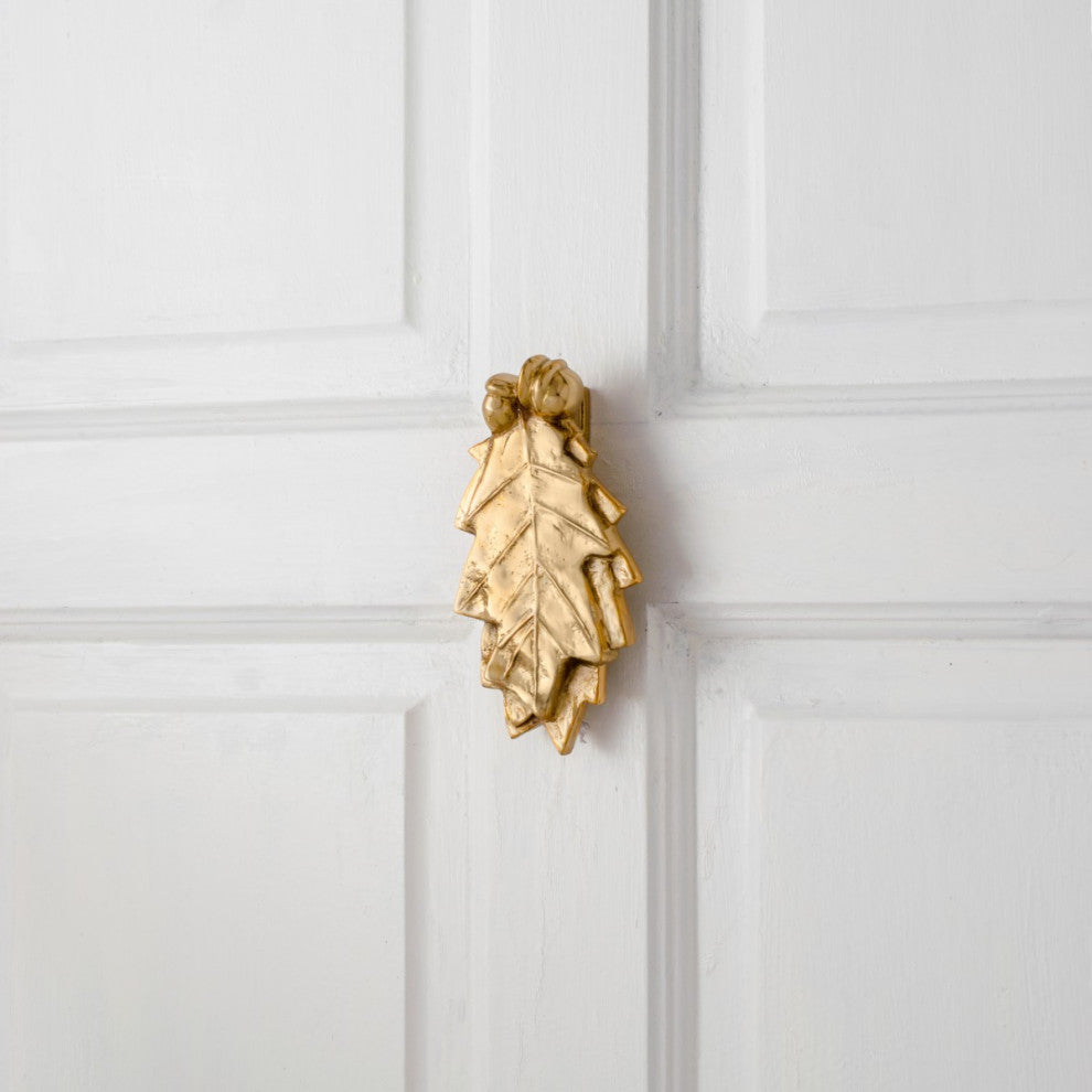 Oak Leaf Solid Brass Door Knocker Oak Leaf 6H x 3W Front Door Renovators Supply