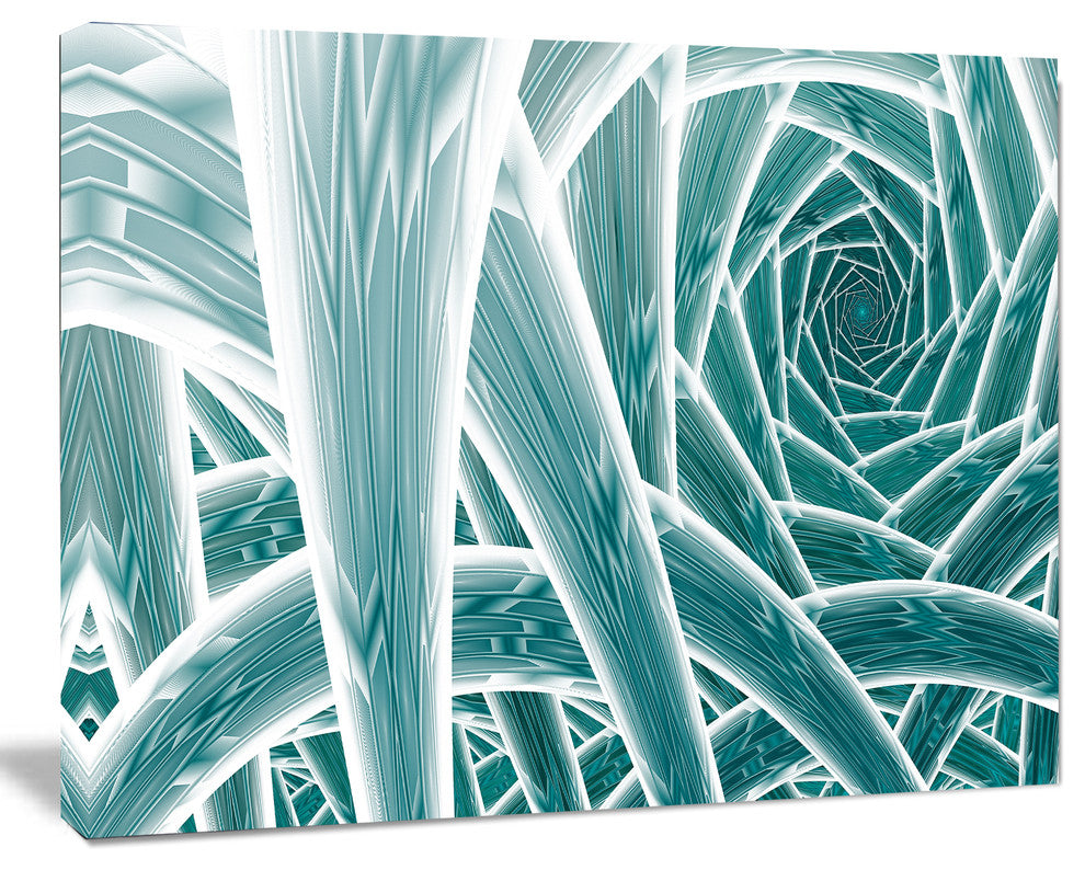 Blue Fractal Endless Tunnel, Oversized Abstract Canvas Art Print, 60x40