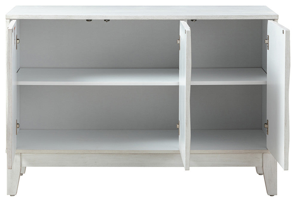 45" 3 Doors Storage, Wide Sideboard Cabinet, White