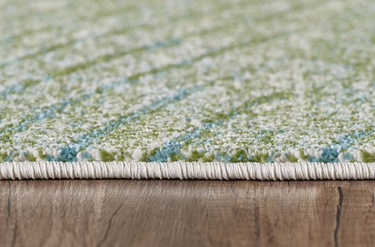 5"x8" Blue Beige Abstract Waves Modern Area Rug