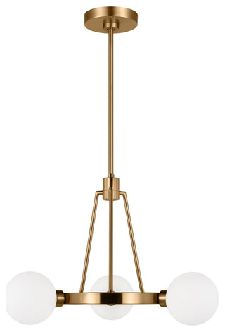 Clybourn Three Light Chandelier, Satin Brass