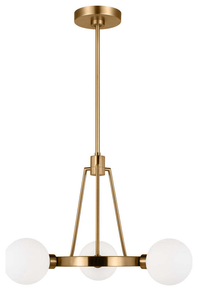 Clybourn Three Light Chandelier, Satin Brass