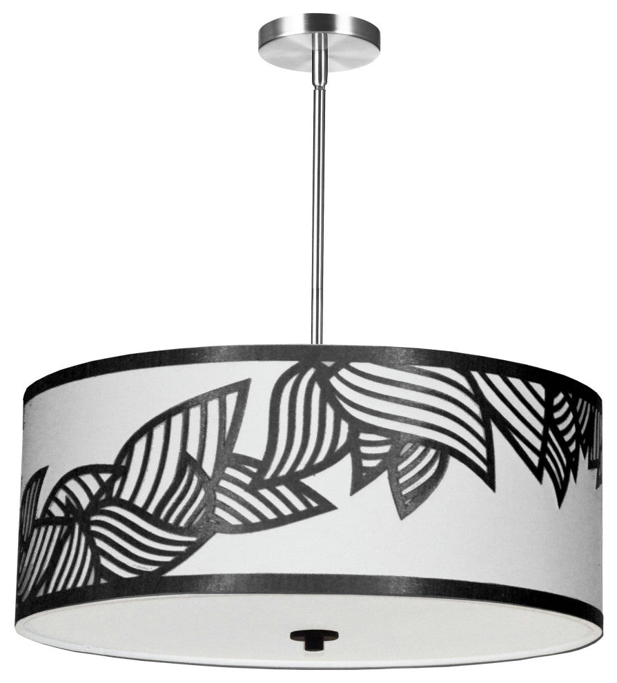 4 Light Pendant Polished Chrome Black and White Shade