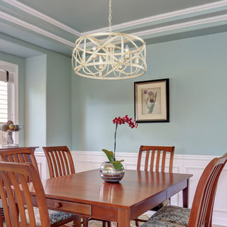 Golden Lighting 0890-6 Alcott 6 Light 24"W Cage Pendant - Antique Ivory