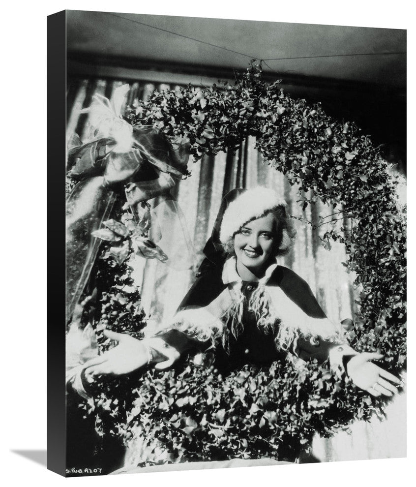 "Bette Davis Christmas Wreath" Canvas Giclee by Hollywood Photo Archive, 17"x22"