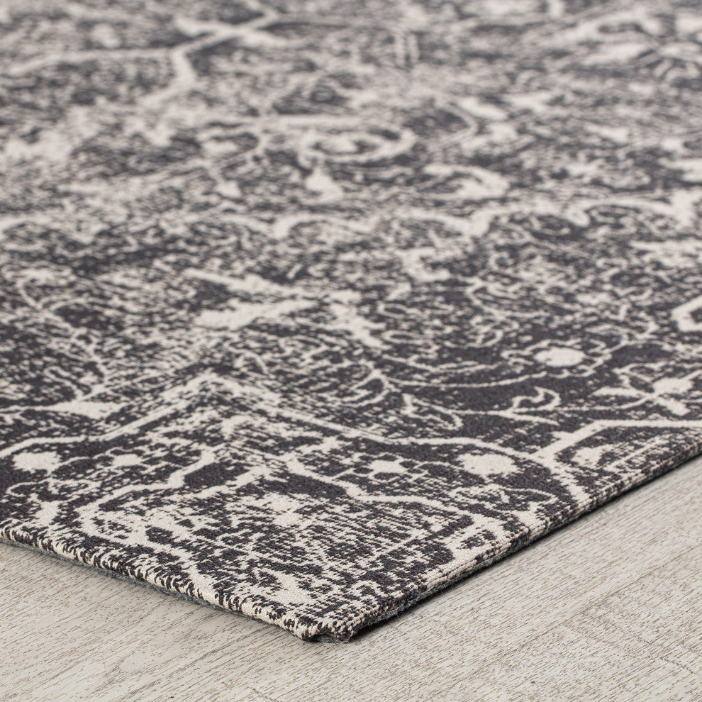 40" x 54" La Cienega Black and White 1/4" Rug'd Chair Mat