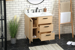 Home Living Modern Natural Oak-Light Bathroom Vanity, Maple, 30"
