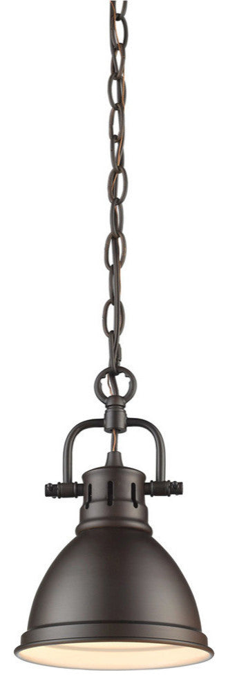 Duncan Mini Pendant With Chain, Rubbed Bronze With Rubbed Bronze Shade