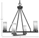 Trinity 4 Light Chandelier Shown, Matte Black Finish, 2.5" Onyx Swirl Glass