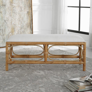 Uttermost 23755 Laguna White Fabric Rattan Bench