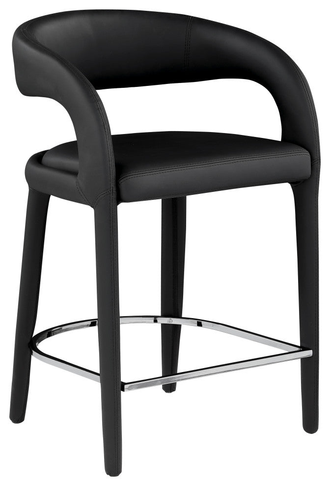 Sylvester Faux Leather Stool, Black