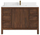 Elizabeth 48 Single Sink Bath Vanity in Dark Walnut Teak 1.5" White Quartz