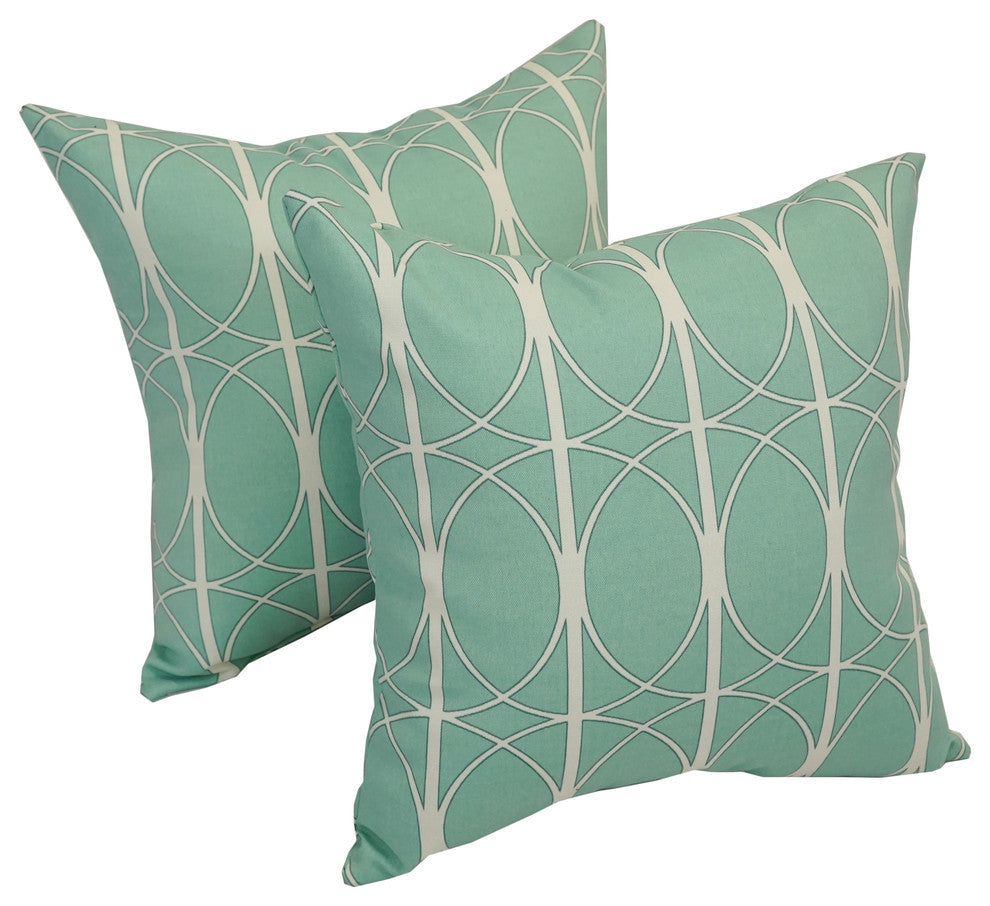 Blazing Needles 17" Spun Polyester Throw Pillows, Set of 2, Maxfield Aqua