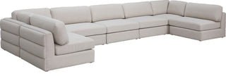 Beckham Linen Textured Fabric 7-Piece Modular U-Shaped Sectional, Beige