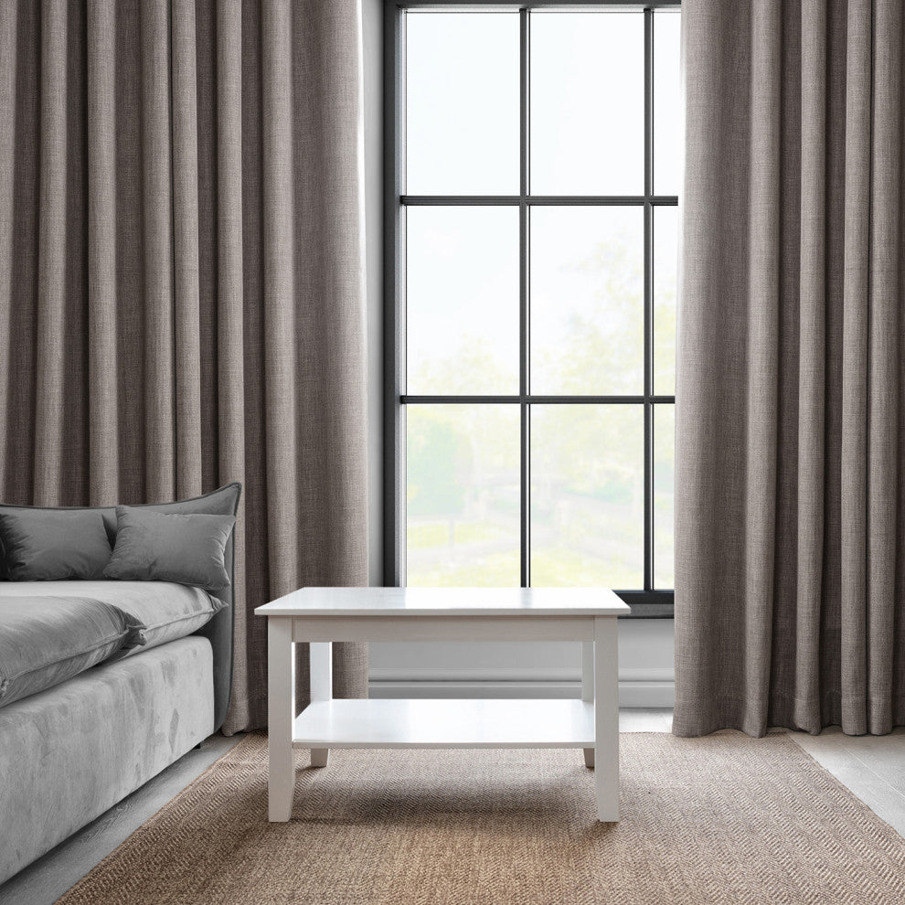 Faux Linen Grommet Room Darkening Curtain Single Panel, Mink, 50"x84"