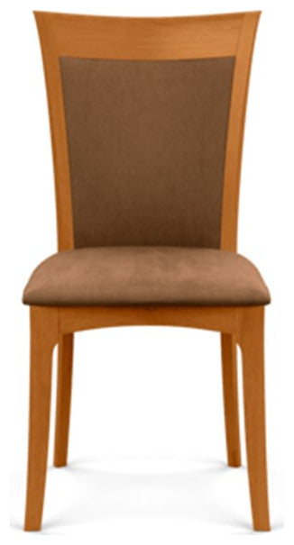 Copeland Morgan Upholstered Sidechair, Natural Cherry, Dark Brown Microsuede