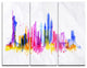 "Silhouette Overlay New York" Glossy Metal Wall Art, 3 Panels, 36"x28"