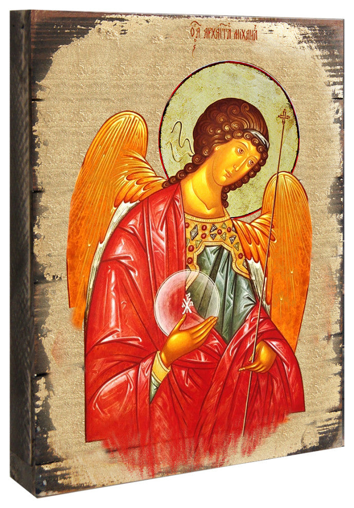 Icon Archangel Michael Wall Art On Wood, 16 Inch