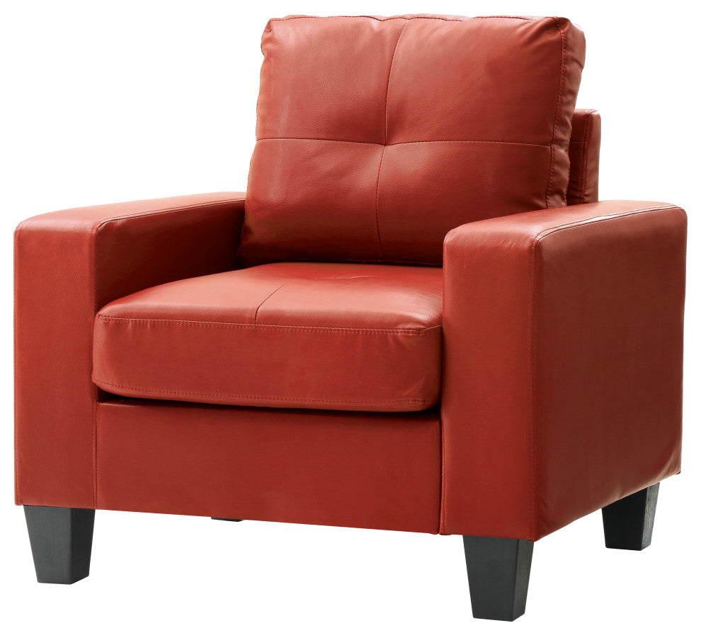 Newbury Faux Leather Club Chair, Red