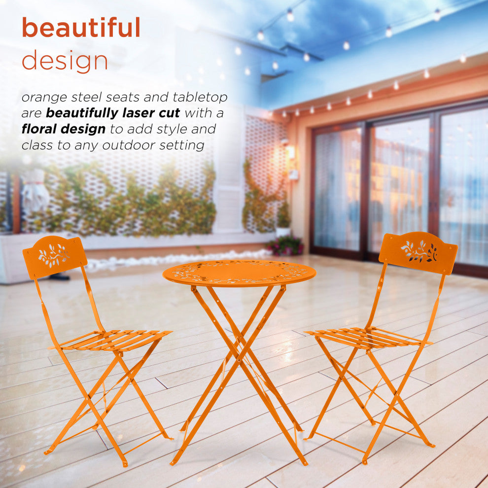 Metal 3-Piece Bistro Set, Orange