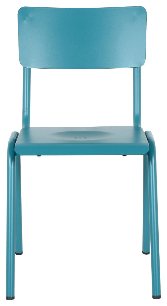 Corris Stacking Patio Dining Side Chair, Frosted Teal (Set of 4)