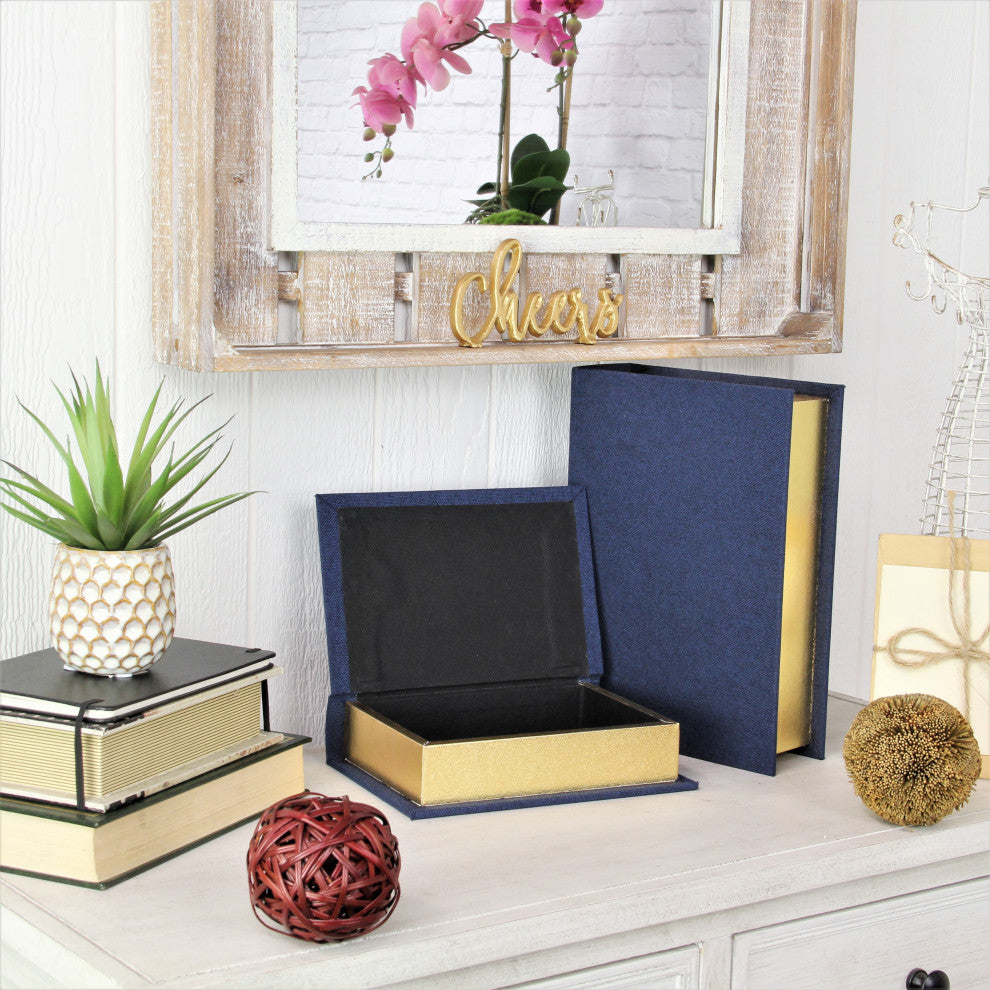 Canter Isle Navy Blue Linen Book Box Set