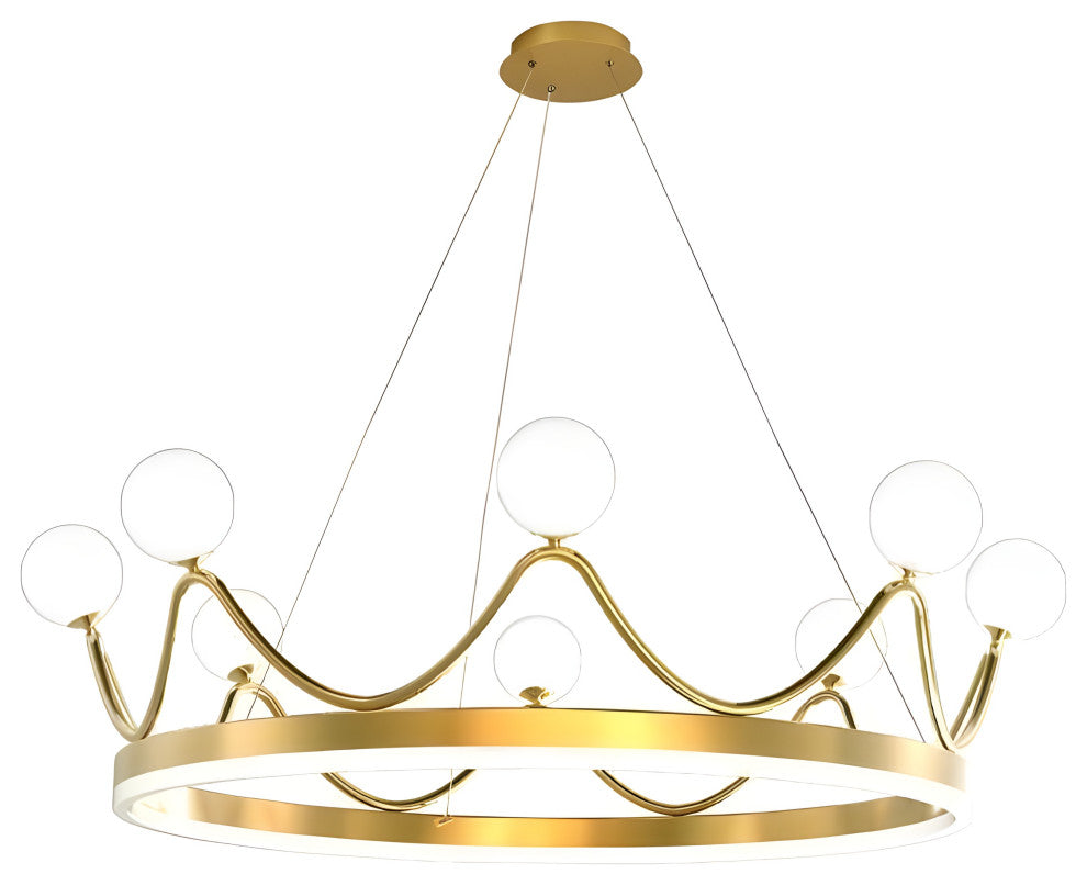 Zandobbio | Cute Crown Round Glass Chandelier for Bedroom, 6bulbs