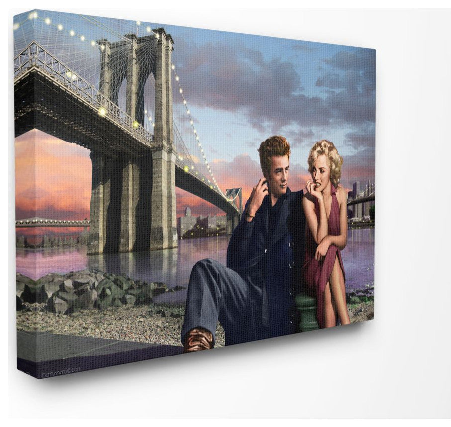 Stupell Industries Brooklyn Bridge Vintage Hollywood Movie Star, 24 x 30