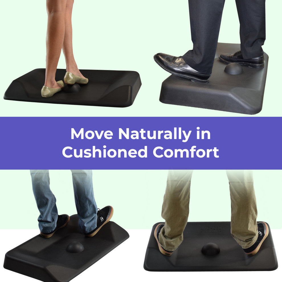 Active Standing Mat Comfort Contoured Not-Flat Anti Fatigue Encourages Movement, Black