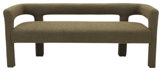 Athena Boucle Fabric Upholstered Bench, Olive
