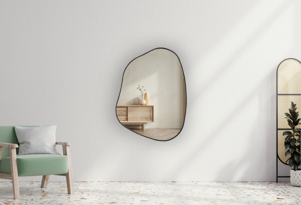 Asymmetrical Mirror, Luxury Decorative Irregular Mirror, 28x20 Black