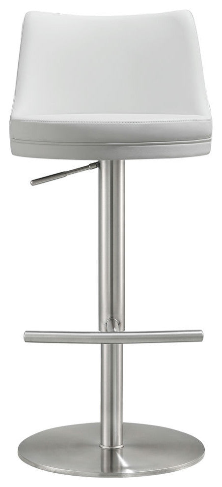Reagan White and Silver Adjustable Stool
