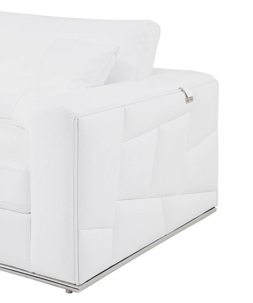 Skylar Genuine Italian Leather Modern Left Arm Facing Chaise Sectional, White