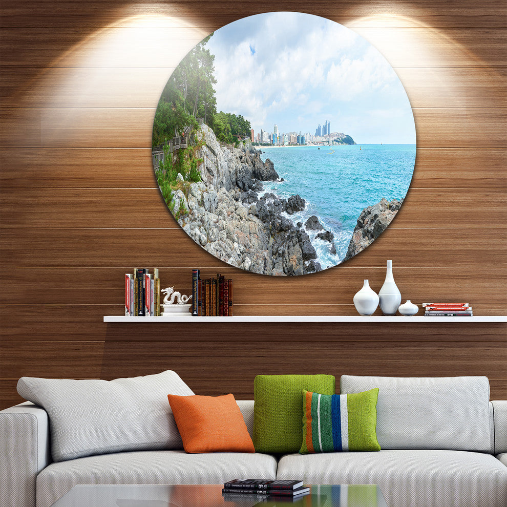Pathway Along The Coast Of Dogbane, Landscape Disc Metal Wall Art, 23"