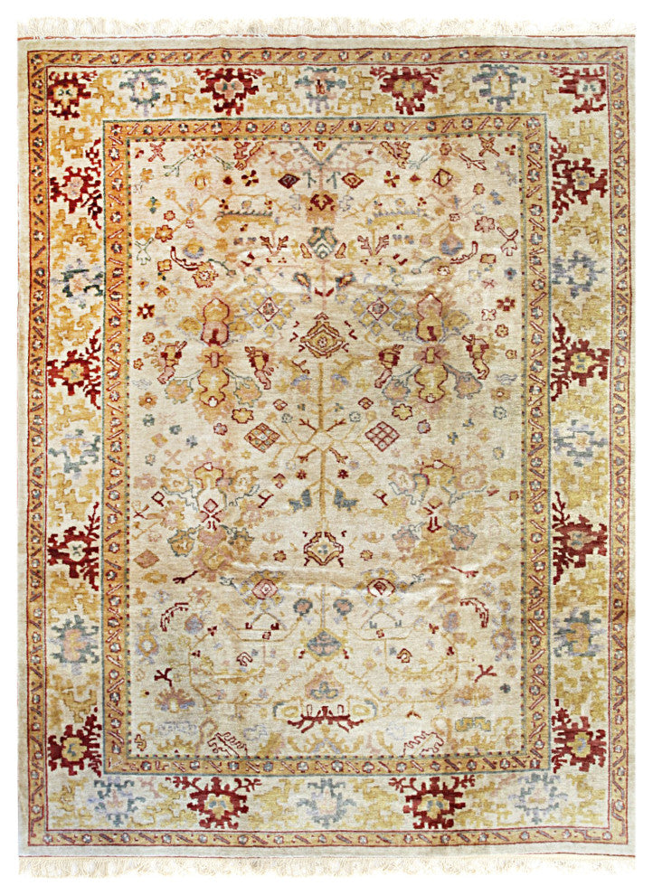 Beige Traditional All Over Oushak Area Rug