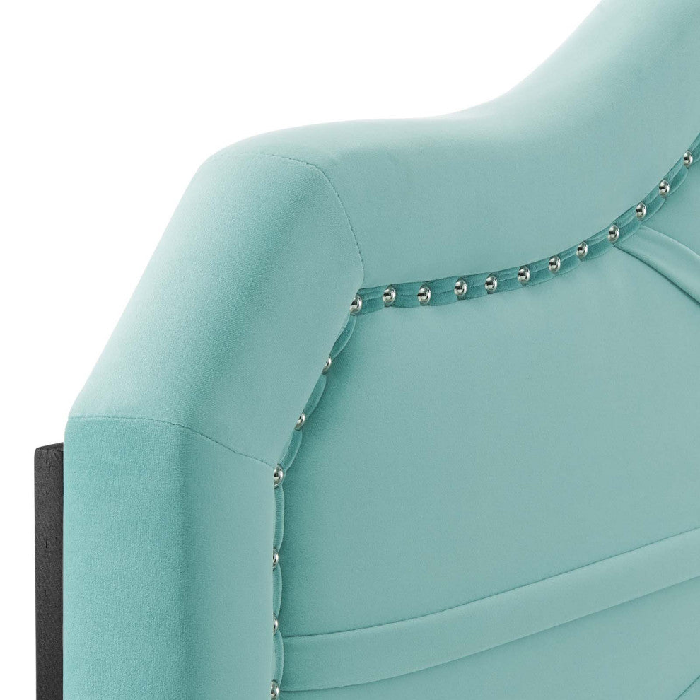 Kristin Pleated Performance Velvet Twin Headboard-Mint