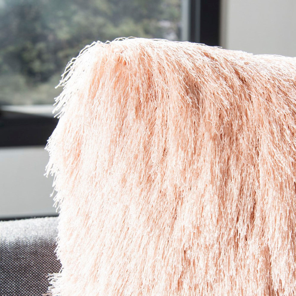 Safavieh Chic Shag Pillow, Blush, 1'8" Square