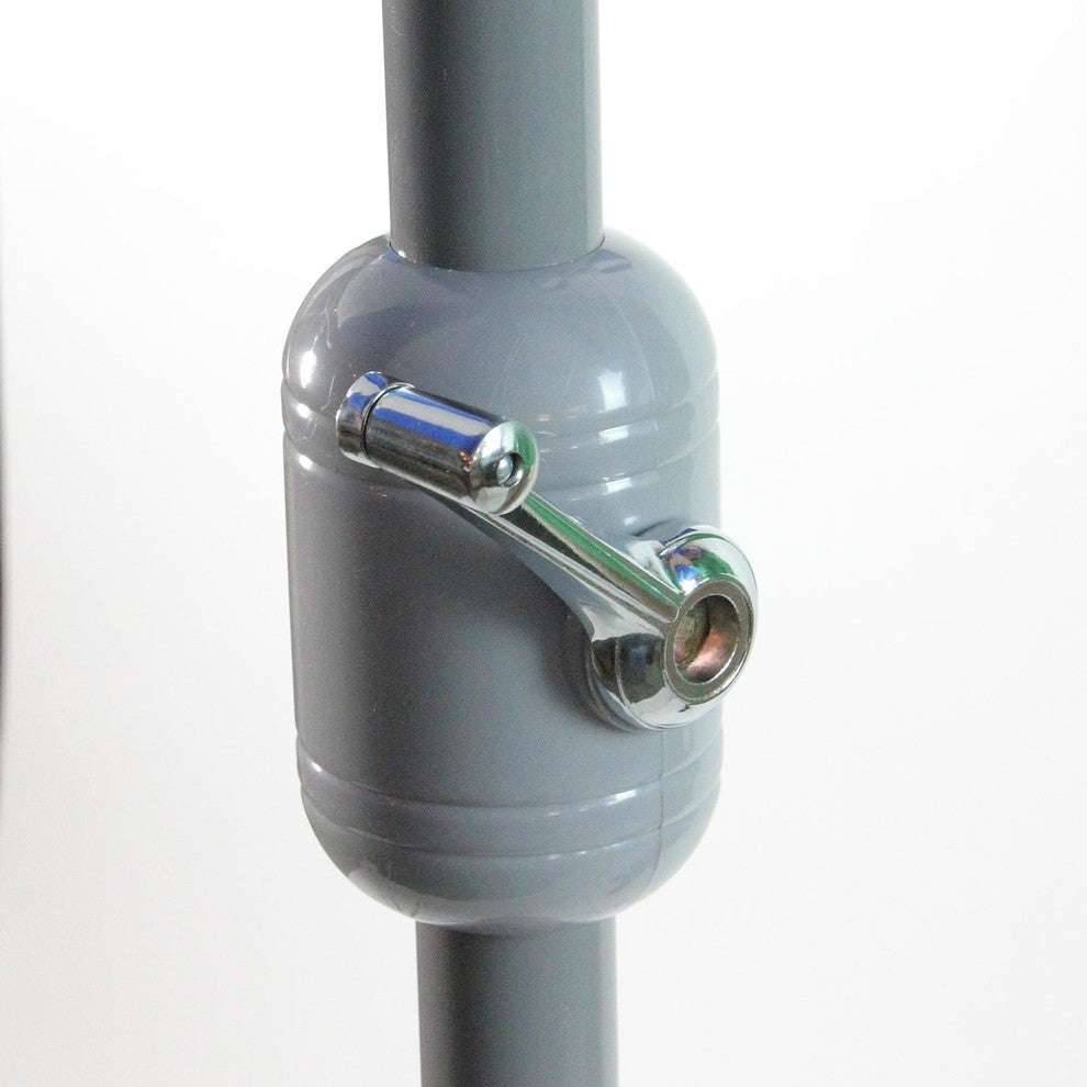 9' Blue and White Ford Umbrella With Hand Crank and Tilt