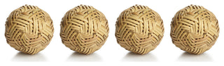 4" Diameter Rattan Fill Decorative Balls, Set of 4