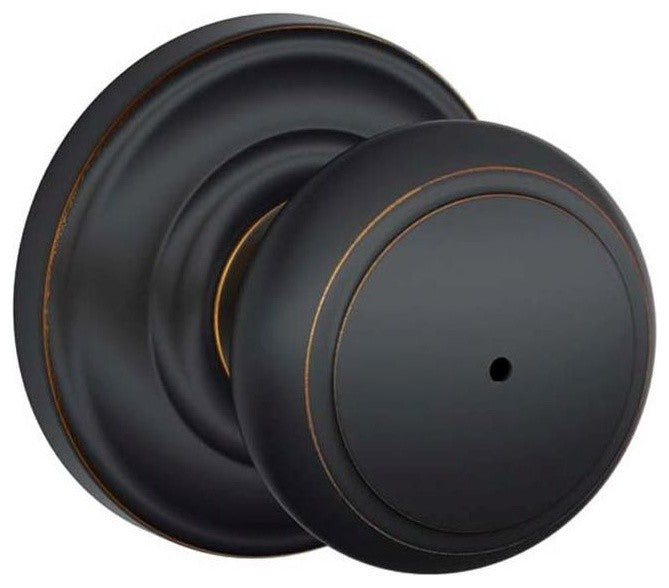 Schlage F40-AND-AND Andover Privacy Door Knob Set - Aged Bronze