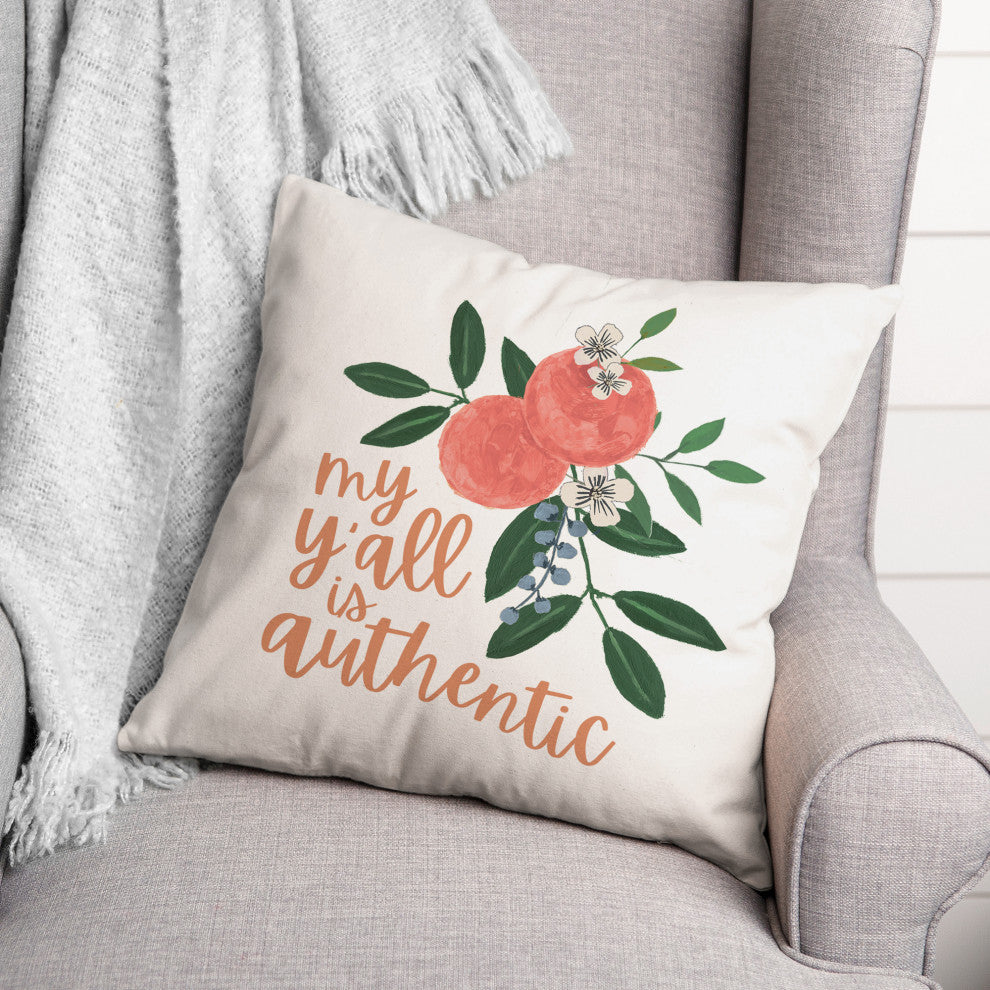 Authentic Yall Fruit Pillow 18x18 Spun Poly Pillow