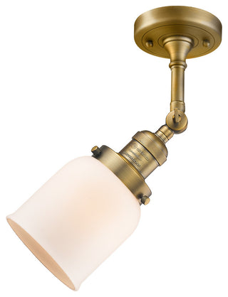 Small Bell 5" Semi-Flush Mount, Brushed Brass, Glass: Matte White Cased