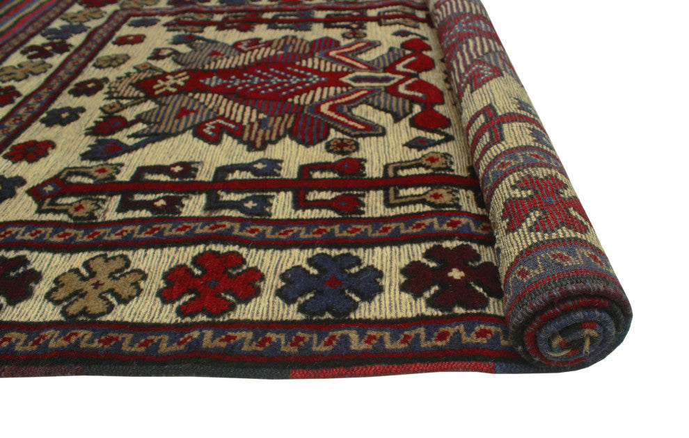 Semi Antique Adem Ivory/Blue Rug, 2'11x4'7