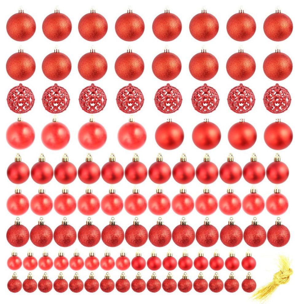 Vidaxl 100 Piece Christmas Ball Set 2.4" Red