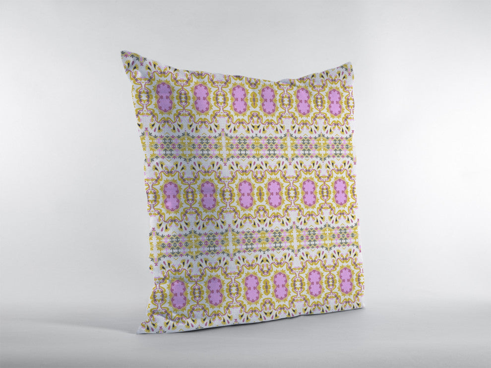 18 Yellow Lavender Geofloral Suede Throw Pillow