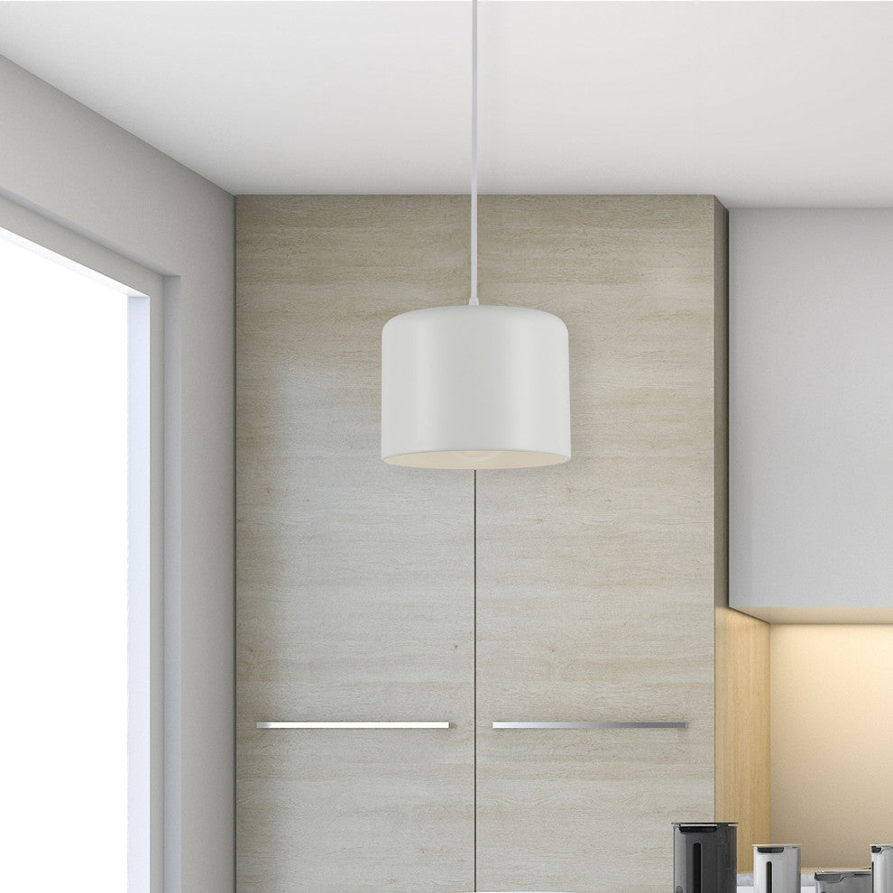 Emilia Transitional Modern Pendant Light, Matte White