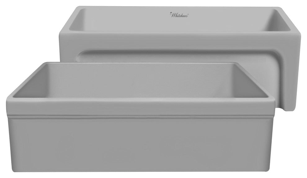 Whitehaus WHQ5530-M-LIGHTCEMENT Glencove Kitchen Sink, Matte Light Cement