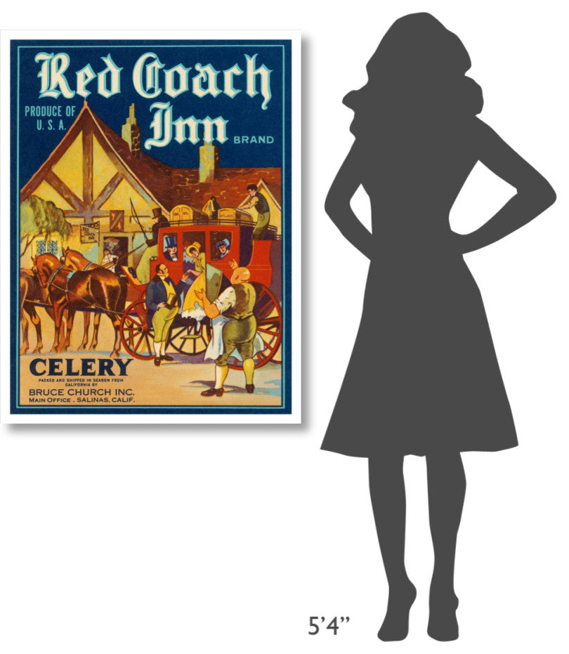 "Red Coach Inn Celery" Digital Paper Print by Retrolabel, 32"x42"