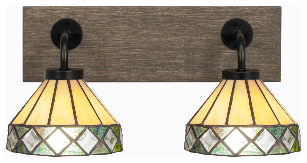 Oxbridge, Bath Bar, Matte Black & Painted Distressed Metal, 7" Diamond Peak Art