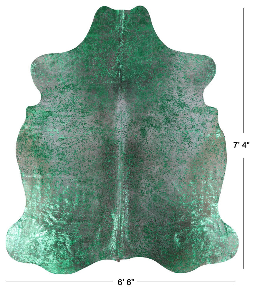 Green Metallic Cowhide Rug 7' 4" X 6' 6" C2123